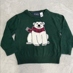 The Children's Place Forest Green Polar Bear Sweater